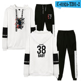 Never Broke Again Hoodie Casual Patchwork Sweatshirt Ankle Banded Pants Suit
