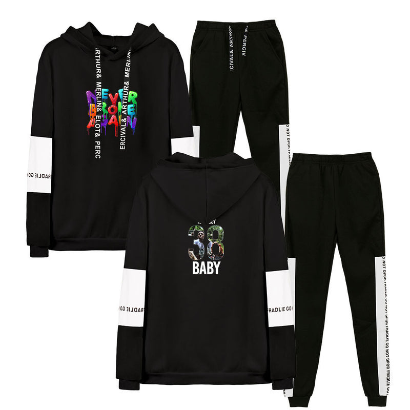Never Broke Again Hoodie All-Match Men'S And Women'S Sports Patchwork Sweater Suit
