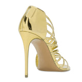 Gold Heels Gold Patent Leather Stiletto Heel Banquet Sandals