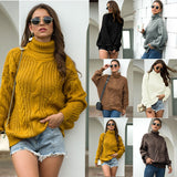 Women Pullover Knit Sweater Autumn Winter Sweater Turtleneck Pullover Female