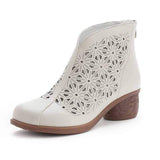 Highway Flat Sandals Drilled Boots Chunky Heel Retro Shoes