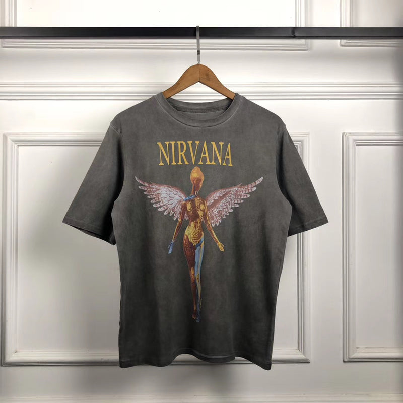 Nirvana T Shirt Angel Hipster Distressed Printed T-Shirt