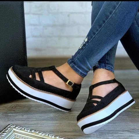 Women Platform Sandals Summer Solid Color Sandals Platform Large Size Sandals for Women