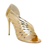 Gold Heels Gold Patent Leather Stiletto Heel Banquet Sandals