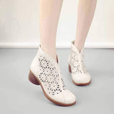 Highway Flat Sandals Drilled Boots Chunky Heel Retro Shoes