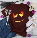 Halloween Costumes Pumpkin Face Printed Short Sleeve T-shirt