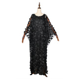 African Women's Wear Dress Embroidered Flowers Batwing Sleeve Loose Robe Vest Long Dress African Dashiki Ankara Styles Dress
