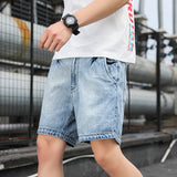 Men Denim Shorts Summer Overalls Pants Washed Distressed