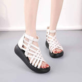 Highway Flat Sandals Summer Retro Wedge Casual Peep Toe Sandals for Women