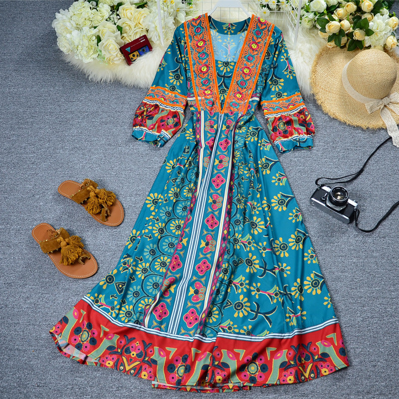Gypsy Style Dresses Ethnic Style Large Swing Embroidered Seaside