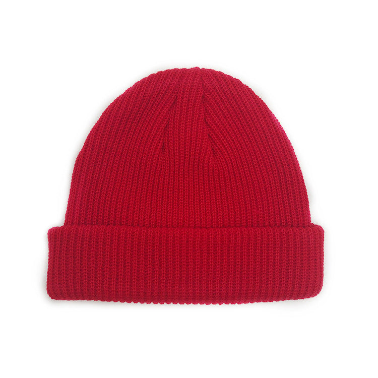 Red Beanie Hat Autumn and Winter Woolen Cap Female Thermal Head Cover