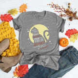 Halloween Costumes Cat Pattern Printed Short Sleeve T-shirt
