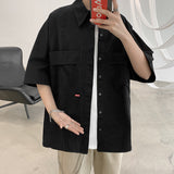 Men Shirts Short Sleeve Workwear Shirt Loose
