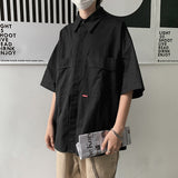 Men Shirts Short Sleeve Workwear Shirt Loose
