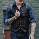 Men Dress Vests Autumn and Winter Plaid Vest Man
