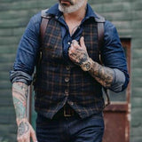 Men Dress Vests Autumn and Winter Plaid Vest Man
