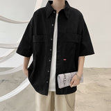Men Shirts Short Sleeve Workwear Shirt Loose