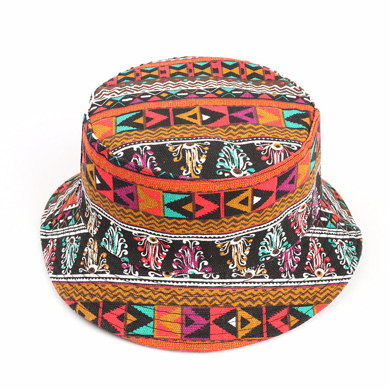 Bucket Hat Fishing Cap Cotton Print Fisherman Hat Hat Female Spring and Summer Outdoor Sports