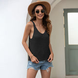 Women Pullover Knit Sweater Spring/Summer Beach Knit Casual V-neck Sleeveless Hollow Out Sweater Vest