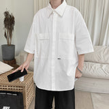 Men Shirts Short Sleeve Workwear Shirt Loose