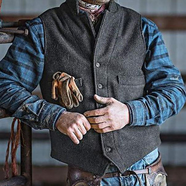 Men's Dress Vests Temperament Leisure Slim-Fit Single-Breasted Vest