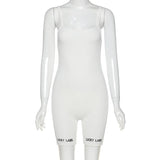 Women's Spring Clothing Sling Embroidered Sports High Waist Short Jumpsuit