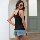 Women Pullover Knit Sweater Spring/Summer Beach Knit Casual V-neck Sleeveless Hollow Out Sweater Vest