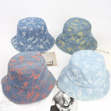 Bucket Hat Fishing Cap Cotton Print Fisherman Hat Denim Summer Outdoor Street