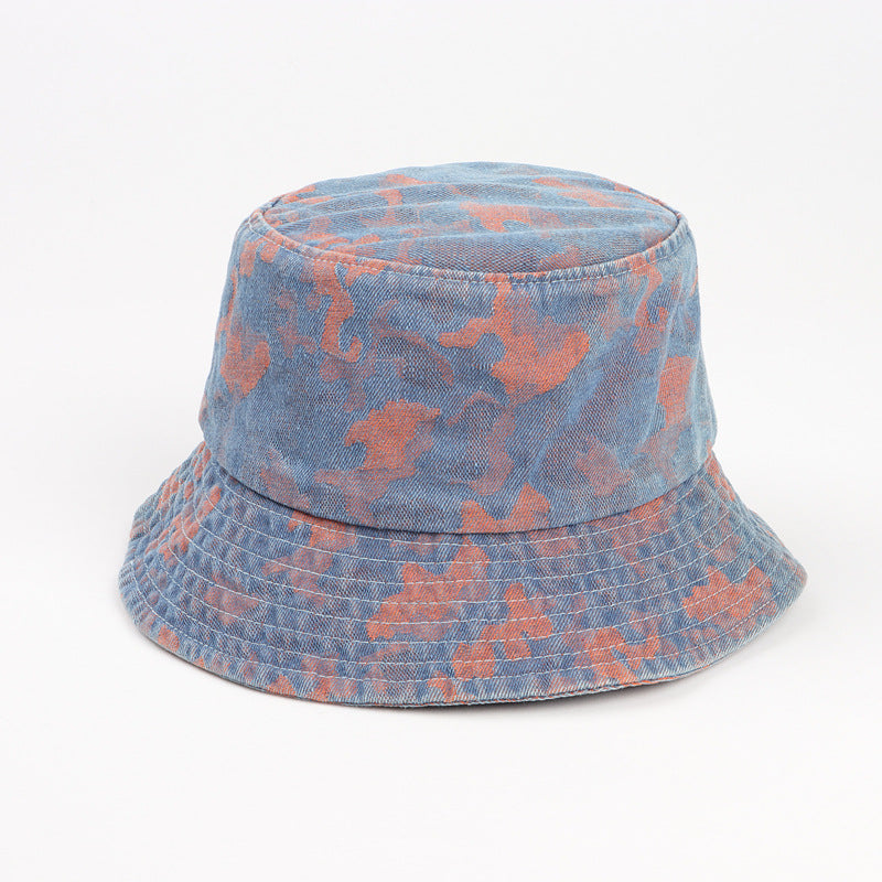 Bucket Hat Fishing Cap Cotton Print Fisherman Hat Denim Summer Outdoor Street