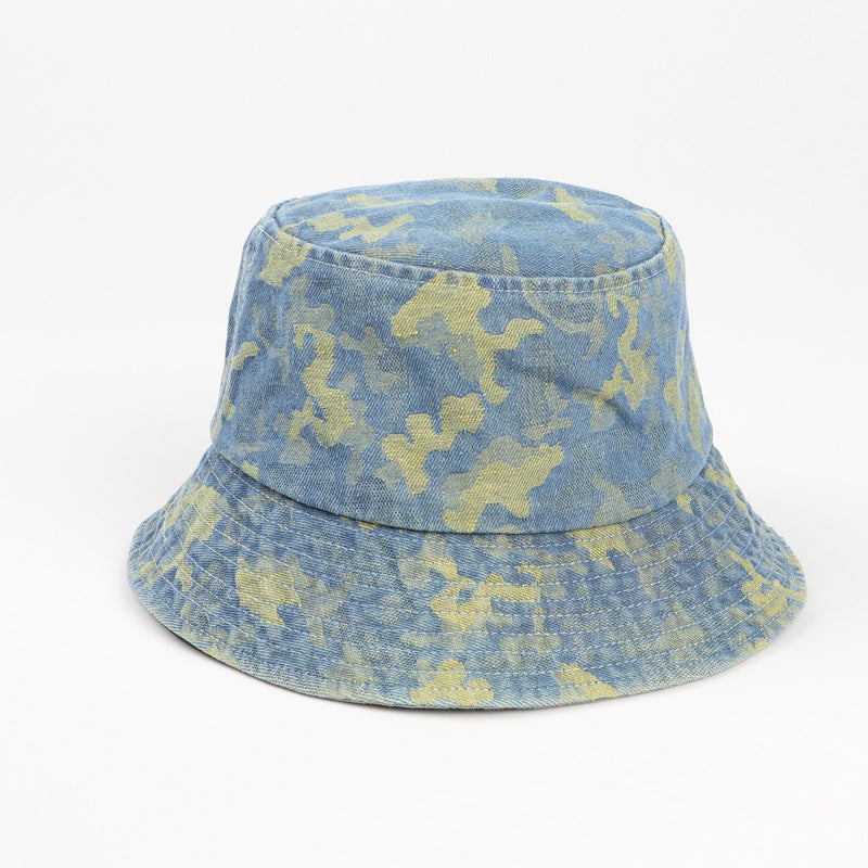 Bucket Hat Fishing Cap Cotton Print Fisherman Hat Denim Summer Outdoor Street