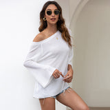 Women Pullover Knit Sweater Summer Back Hollow Out Sweater Women's Bow Lace-up Backless Sweater