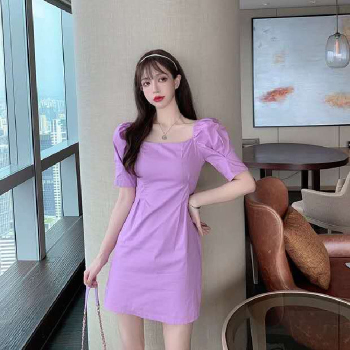MIDI Mauve Wrap Dress Summer Purple Dress Cinched Slimming Short Sleeves Dress
