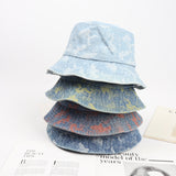 Bucket Hat Fishing Cap Cotton Print Fisherman Hat Denim Summer Outdoor Street