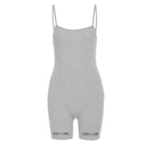 Women's Spring Clothing Sling Embroidered Sports High Waist Short Jumpsuit