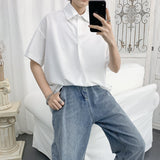 Men 'S Shirts Cropped Shirt Short Sleeve Loose Half Sleeve