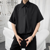 Men 'S Shirts Cropped Shirt Short Sleeve Loose Half Sleeve