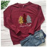 Merry and Bright Sweatshirts Christmas Tree Casual round Neck Sweater