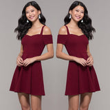 Homecoming Dresses Summer Strap Stitching Solid Color Dress Women's Dress Midi Dress