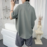 Men 'S Shirts Cropped Shirt Short Sleeve Loose Half Sleeve