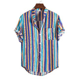 Camp Collar Shirt Short Sleeve Stand Collar Print