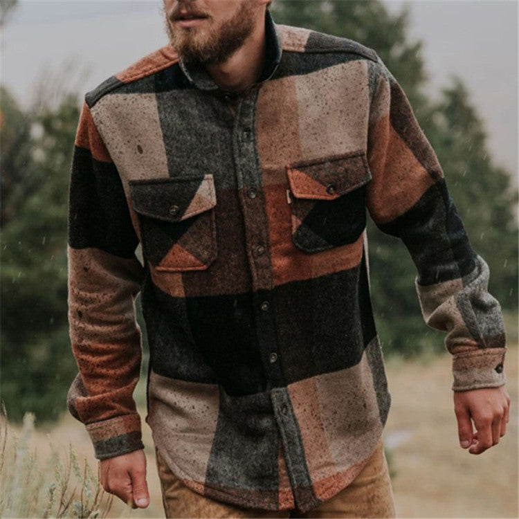 Mens Winter Coats Man Fall Outfits Summer Men's Slim Fit Plaid Shirt Coat Men's