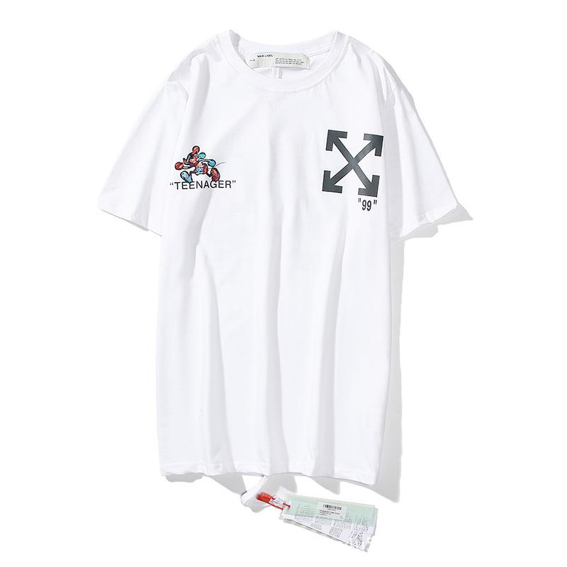 Off White T Shirt Off Short Sleeve Tshirt Loose Plus Size Mickey Letters Print Men And Women Couple Bottoming Shirt Owt