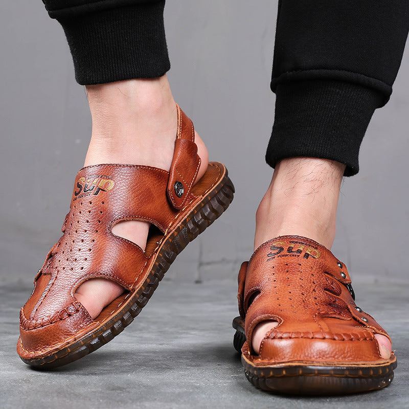 Tactical Trekking Sandals Sandals Men's First Layer Cowhide Fashionable Men's Shoes Sports Men Leisure Pump Beach Shoes