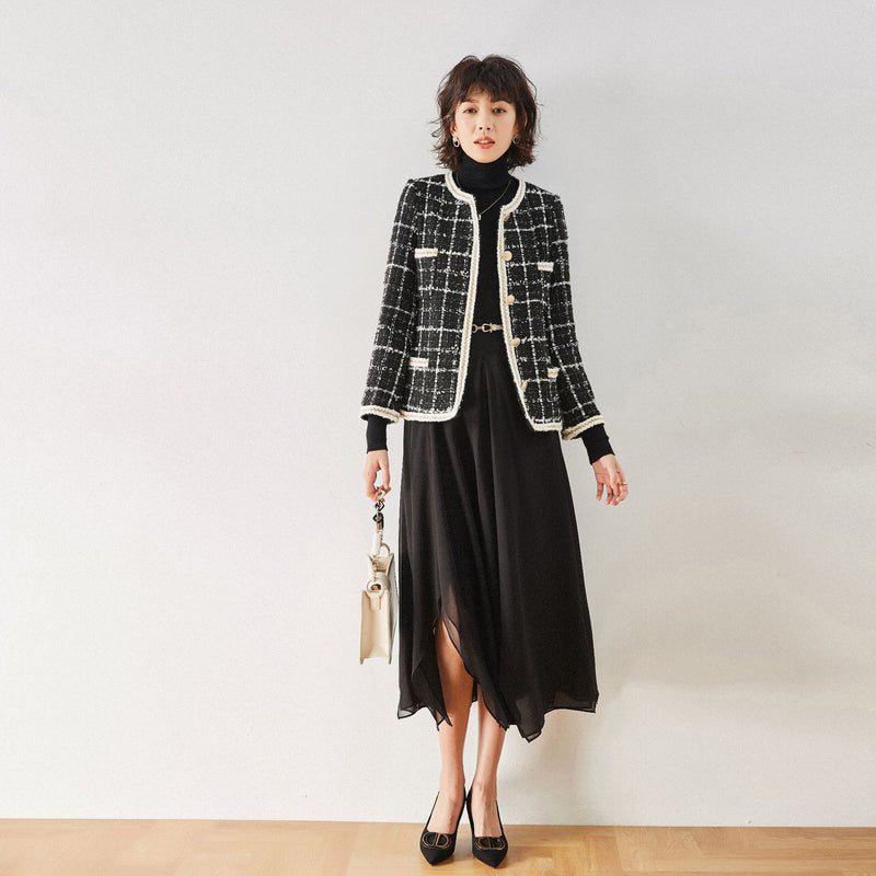 Gloria Vanderbilt round Neck Lace Woven Plaid
