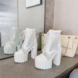 Platform Heels for Women Summer Mesh Thick High Heel Women's Sandals Super High Heel Roman Sandals