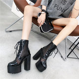 Platform Heels for Women Summer Mesh Thick High Heel Women's Sandals Super High Heel Roman Sandals