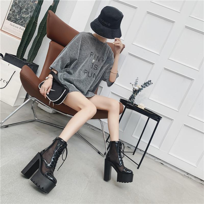 Platform Heels for Women Summer Mesh Thick High Heel Women's Sandals Super High Heel Roman Sandals