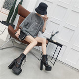 Platform Heels for Women Summer Mesh Thick High Heel Women's Sandals Super High Heel Roman Sandals