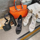 Platform Heels for Women Summer Sexy Sequined Sandals Thick Bottom Chunky Heel Sandals