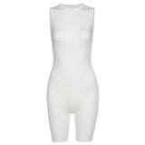 Summer Women's Zipper Slim Fit Hip Lifting Sport One-Piece Shorts